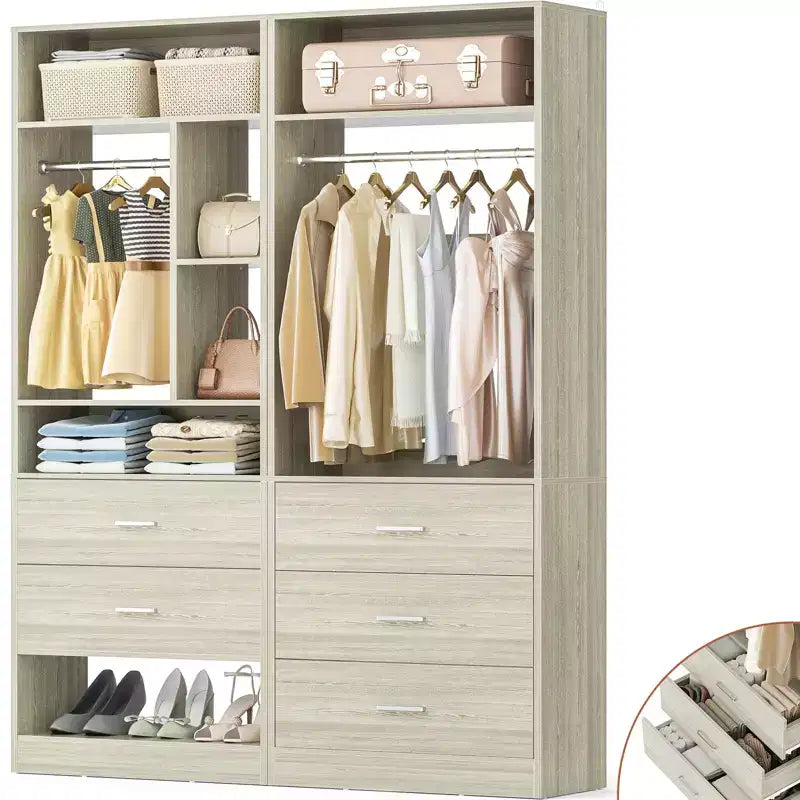48 Closet System with 5 Wood Drawers