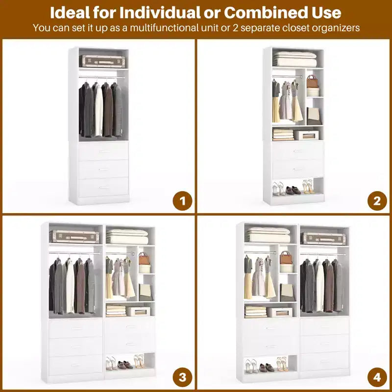 48 Closet System with 5 Wood Drawers