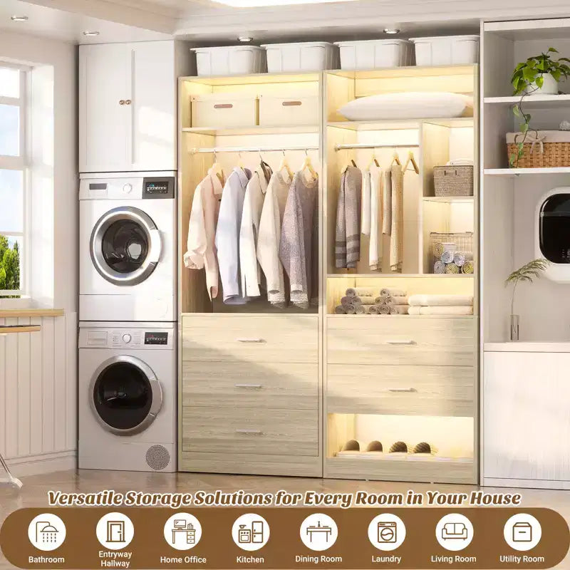 48 Closet System with 5 Wood Drawers