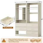 48 Closet System with 5 Wood Drawers