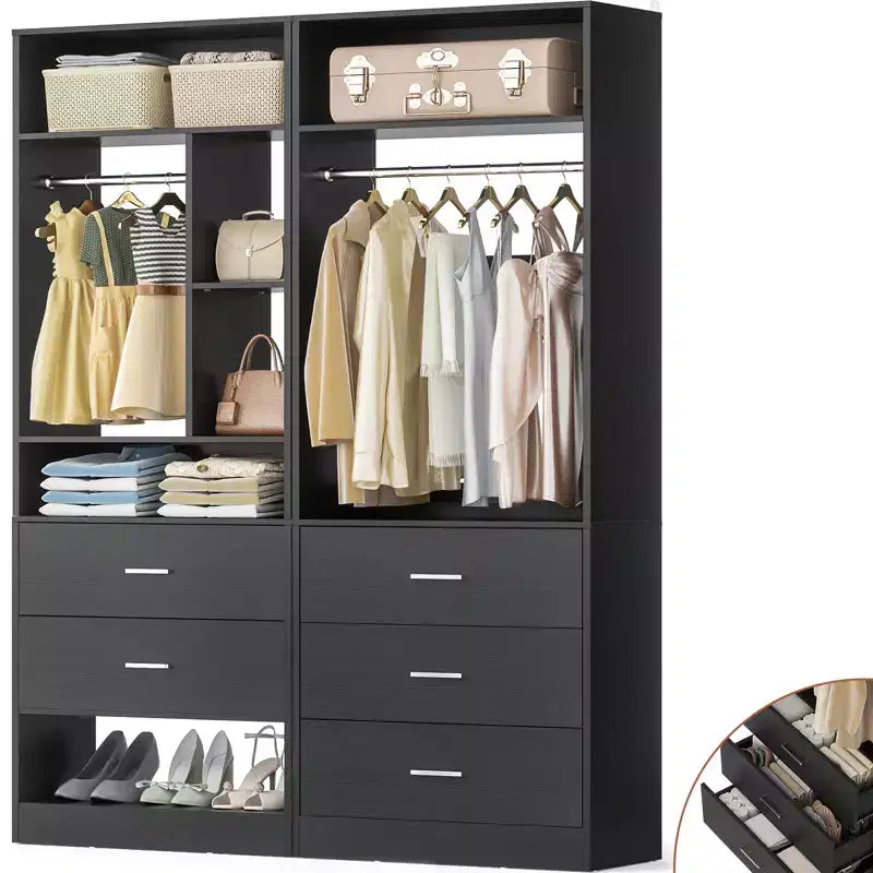 48 Closet System with 5 Wood Drawers