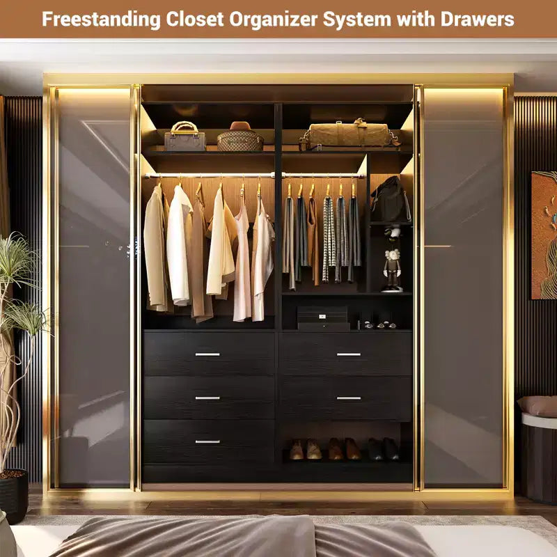 48 Closet System with 5 Wood Drawers