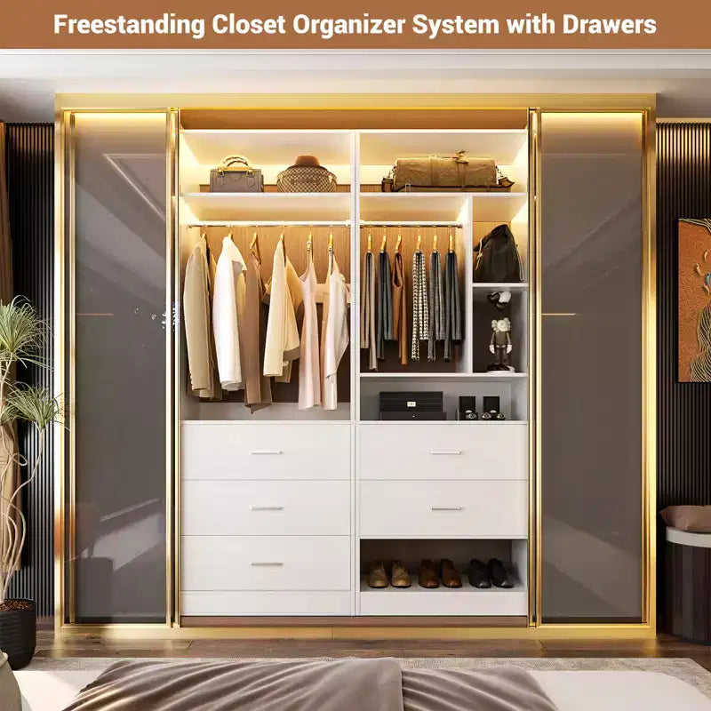 48 Closet System with 5 Wood Drawers