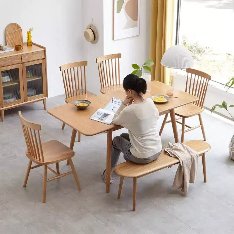 39.3 Skinny Wooden Dining BenchNatural Oak Seat for Indoor Use, Ideal for Entryway, Living Room, Bedroom, or Kitchen