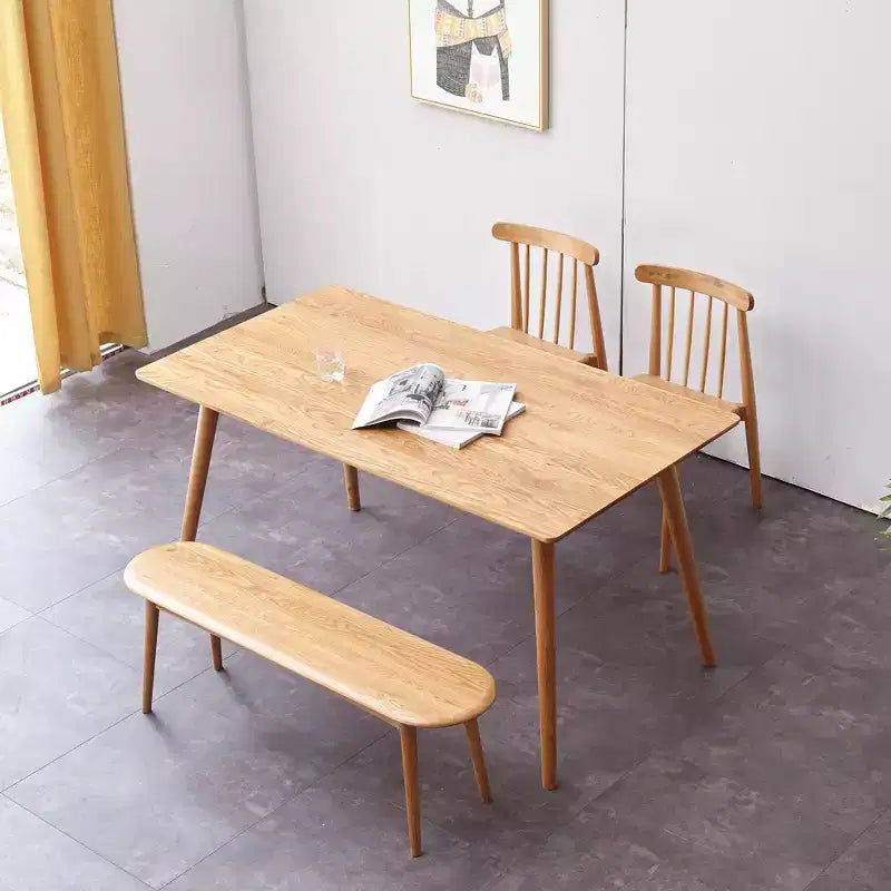 39.3 Skinny Wooden Dining BenchNatural Oak Seat for Indoor Use, Ideal for Entryway, Living Room, Bedroom, or Kitchen