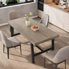 Industrial Dining Table for 4-6 People, 63 Long Wooden Kitchen Table with Sturdy Metal Frame & Grey Finish - Seats 4 Rectangular Counter