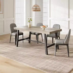 Industrial Dining Table for 4-6 People, 63 Long Wooden Kitchen Table with Sturdy Metal Frame & Grey Finish - Seats 4 Rectangular Counter