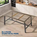 Industrial Dining Table for 4-6 People, 63 Long Wooden Kitchen Table with Sturdy Metal Frame & Grey Finish - Seats 4 Rectangular Counter