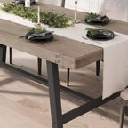 Industrial Dining Table for 4-6 People, 63 Long Wooden Kitchen Table with Sturdy Metal Frame & Grey Finish - Seats 4 Rectangular Counter