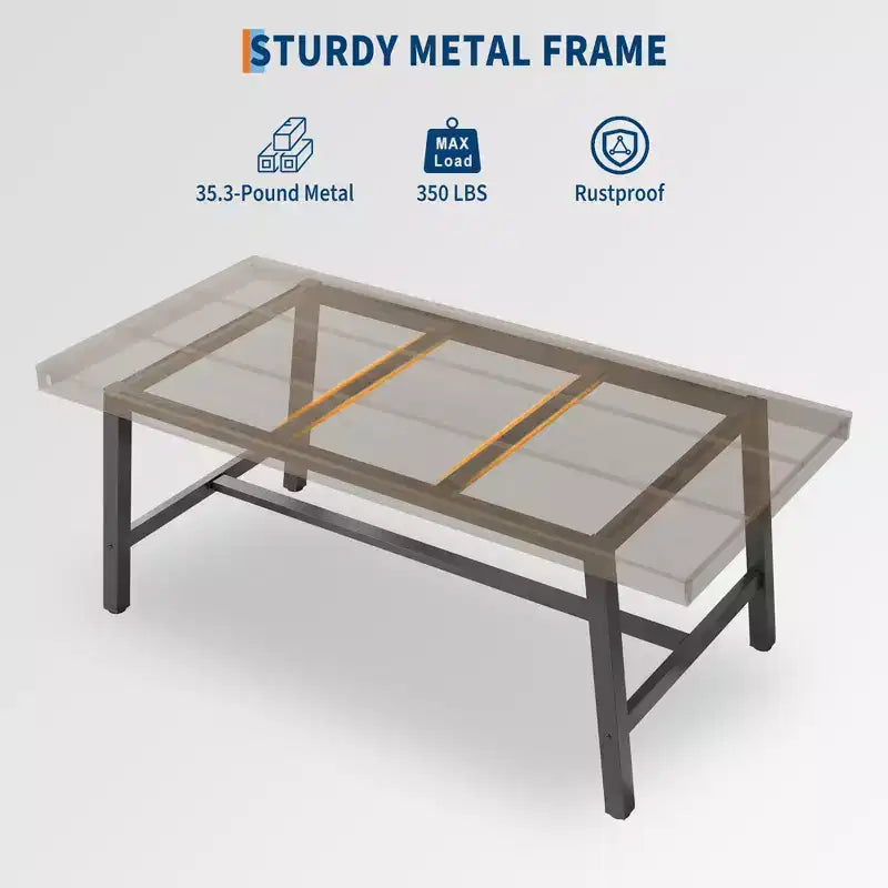 Industrial Dining Table for 4-6 People, 63 Long Wooden Kitchen Table with Sturdy Metal Frame & Grey Finish - Seats 4 Rectangular Counter
