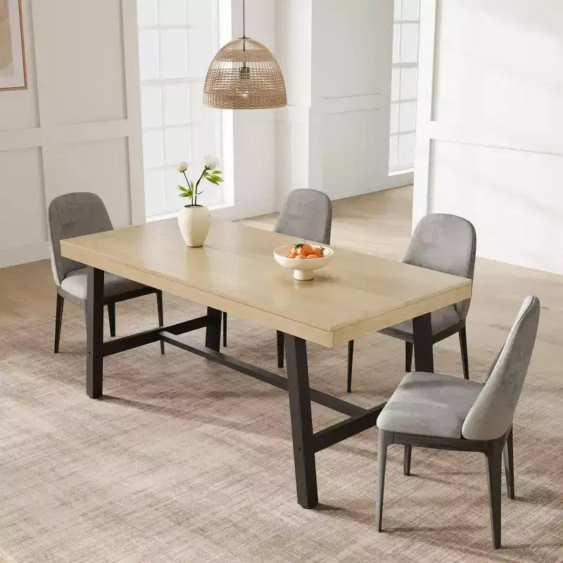 Industrial Dining Table for 4-6 People, 63 Long Wooden Kitchen Table with Sturdy Metal Frame & Grey Finish - Seats 4 Rectangular Counter