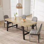 Industrial Dining Table for 4-6 People, 63 Long Wooden Kitchen Table with Sturdy Metal Frame & Grey Finish - Seats 4 Rectangular Counter