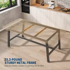 Industrial Dining Table for 4-6 People, 63 Long Wooden Kitchen Table with Sturdy Metal Frame & Grey Finish - Seats 4 Rectangular Counter