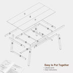 Industrial Dining Table for 4-6 People, 63 Long Wooden Kitchen Table with Sturdy Metal Frame & Grey Finish - Seats 4 Rectangular Counter