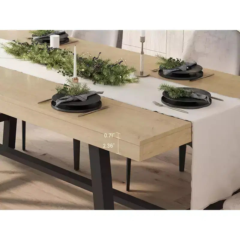 Industrial Dining Table for 4-6 People, 63 Long Wooden Kitchen Table with Sturdy Metal Frame & Grey Finish - Seats 4 Rectangular Counter