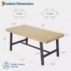 Industrial Dining Table for 4-6 People, 63 Long Wooden Kitchen Table with Sturdy Metal Frame & Grey Finish - Seats 4 Rectangular Counter