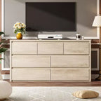 7 Drawer Dresser for Bedroom, 53W Wooden Chest of Drawers, Handle-Free Clothes Storage Organizer, Dresser TV Stand for Hallway, Bedroom