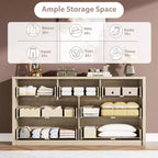7 Drawer Dresser for Bedroom, 53W Wooden Chest of Drawers, Handle-Free Clothes Storage Organizer, Dresser TV Stand for Hallway, Bedroom
