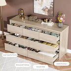 7 Drawer Dresser for Bedroom, 53W Wooden Chest of Drawers, Handle-Free Clothes Storage Organizer, Dresser TV Stand for Hallway, Bedroom