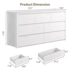 7 Drawer Dresser for Bedroom, 53W Wooden Chest of Drawers, Handle-Free Clothes Storage Organizer, Dresser TV Stand for Hallway, Bedroom