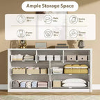 7 Drawer Dresser for Bedroom, 53W Wooden Chest of Drawers, Handle-Free Clothes Storage Organizer, Dresser TV Stand for Hallway, Bedroom
