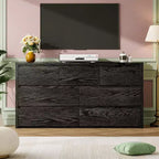 7 Drawer Dresser for Bedroom, 53W Wooden Chest of Drawers, Handle-Free Clothes Storage Organizer, Dresser TV Stand for Hallway, Bedroom
