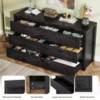 7 Drawer Dresser for Bedroom, 53W Wooden Chest of Drawers, Handle-Free Clothes Storage Organizer, Dresser TV Stand for Hallway, Bedroom