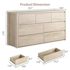 7 Drawer Dresser for Bedroom, 53W Wooden Chest of Drawers, Handle-Free Clothes Storage Organizer, Dresser TV Stand for Hallway, Bedroom