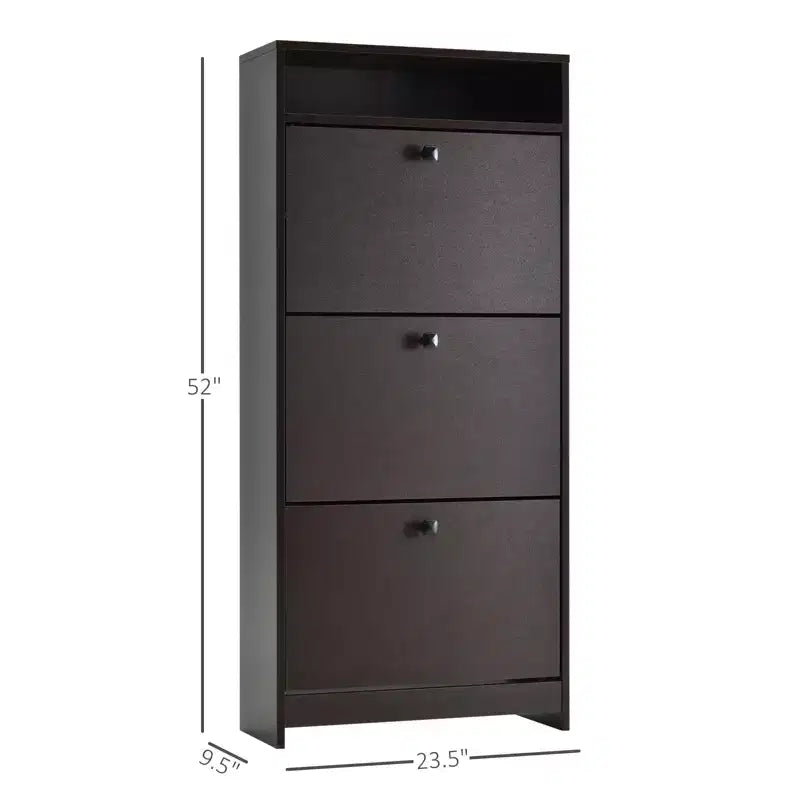 Slim Shoe Storage, Trendy Shoe Rack with 3 Large Fold-Out Drawers & a Spacious Top Surface