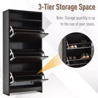 Slim Shoe Storage, Trendy Shoe Rack with 3 Large Fold-Out Drawers & a Spacious Top Surface