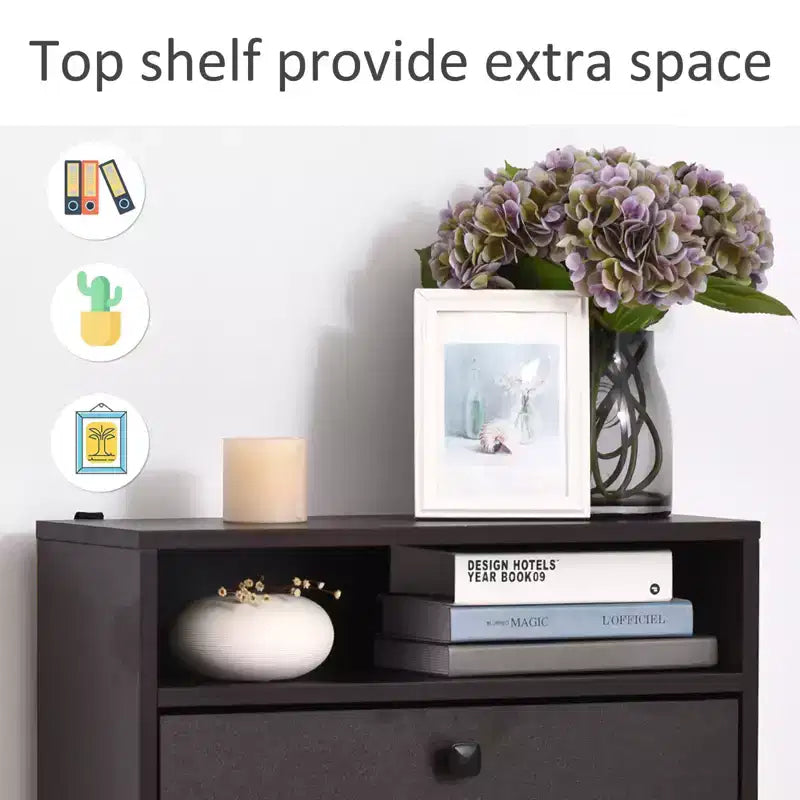 Slim Shoe Storage, Trendy Shoe Rack with 3 Large Fold-Out Drawers & a Spacious Top Surface