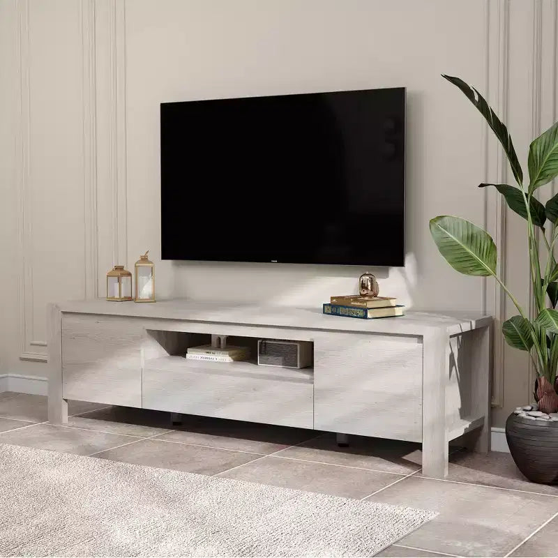 TV Stand with Doors and Cabinet, Farmhouse Entertainment Center, Entertainment Stand for TVs Up to 60, TV Console for Living Room, Bedroom