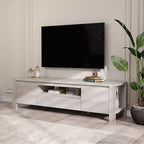 TV Stand with Doors and Cabinet, Farmhouse Entertainment Center, Entertainment Stand for TVs Up to 60, TV Console for Living Room, Bedroom
