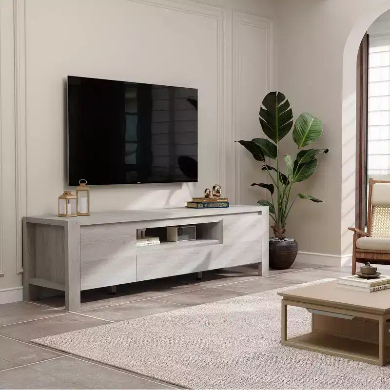 TV Stand with Doors and Cabinet, Farmhouse Entertainment Center, Entertainment Stand for TVs Up to 60, TV Console for Living Room, Bedroom