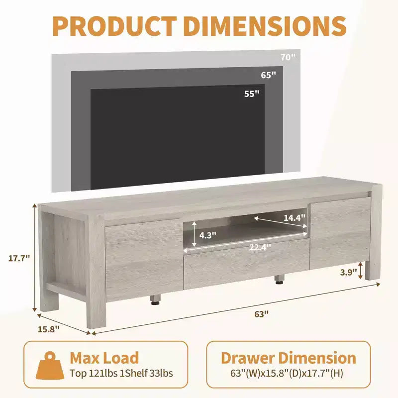 TV Stand with Doors and Cabinet, Farmhouse Entertainment Center, Entertainment Stand for TVs Up to 60, TV Console for Living Room, Bedroom