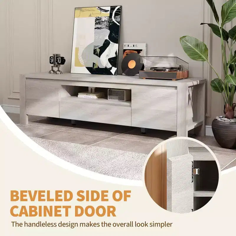 TV Stand with Doors and Cabinet, Farmhouse Entertainment Center, Entertainment Stand for TVs Up to 60, TV Console for Living Room, Bedroom