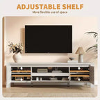 TV Stand with Doors and Cabinet, Farmhouse Entertainment Center, Entertainment Stand for TVs Up to 60, TV Console for Living Room, Bedroom