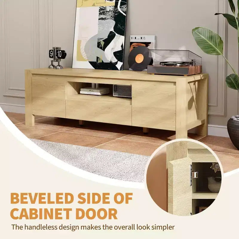 TV Stand with Doors and Cabinet, Farmhouse Entertainment Center, Entertainment Stand for TVs Up to 60, TV Console for Living Room, Bedroom