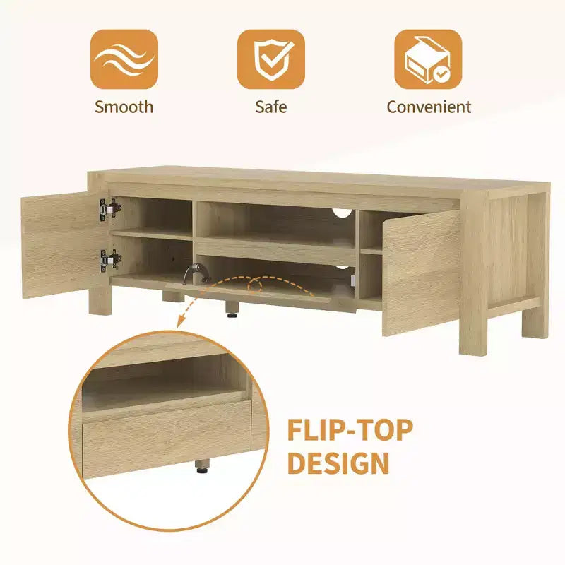 TV Stand with Doors and Cabinet, Farmhouse Entertainment Center, Entertainment Stand for TVs Up to 60, TV Console for Living Room, Bedroom