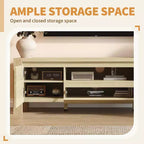 TV Stand with Doors and Cabinet, Farmhouse Entertainment Center, Entertainment Stand for TVs Up to 60, TV Console for Living Room, Bedroom