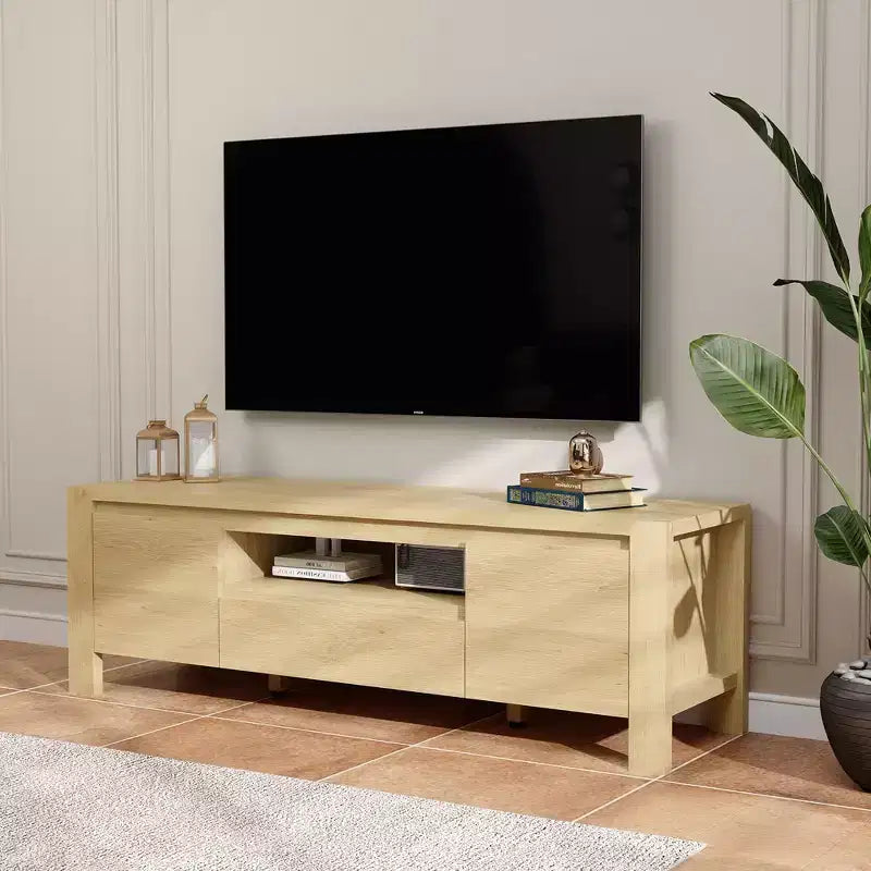 TV Stand with Doors and Cabinet, Farmhouse Entertainment Center, Entertainment Stand for TVs Up to 60, TV Console for Living Room, Bedroom