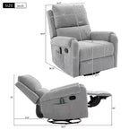Elmsford Modern Swivel Rocking Chenile Upholstered Massage Recliner Chair