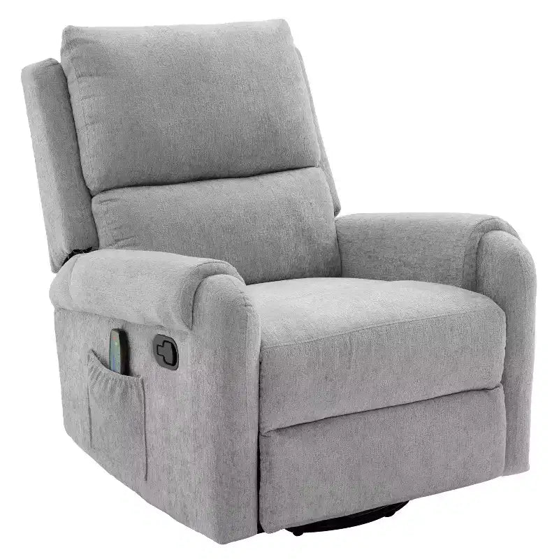 Elmsford Modern Swivel Rocking Chenile Upholstered Massage Recliner Chair