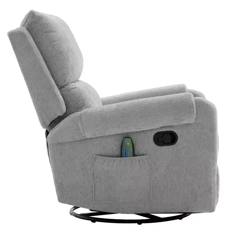 Elmsford Modern Swivel Rocking Chenile Upholstered Massage Recliner Chair