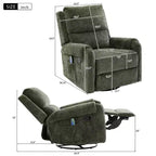 Elmsford Modern Swivel Rocking Chenile Upholstered Massage Recliner Chair