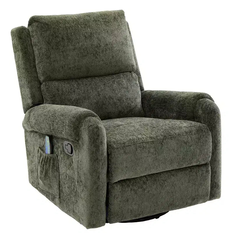 Elmsford Modern Swivel Rocking Chenile Upholstered Massage Recliner Chair
