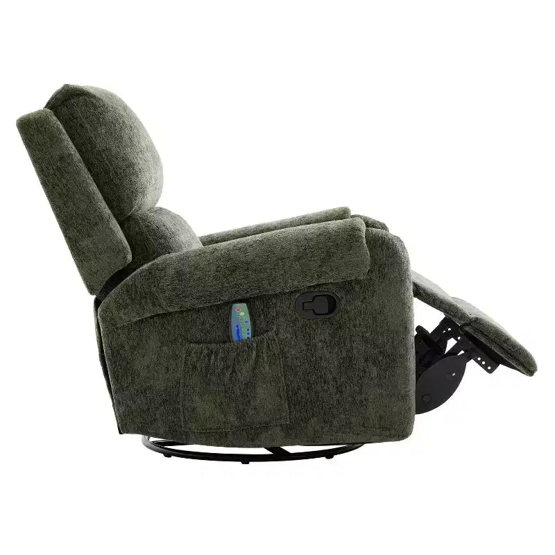 Elmsford Modern Swivel Rocking Chenile Upholstered Massage Recliner Chair
