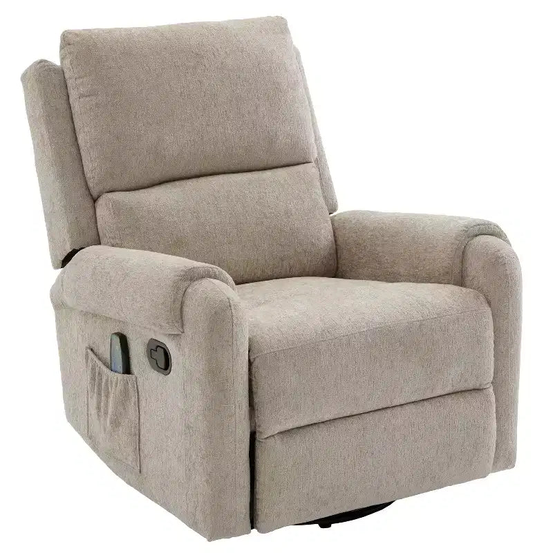 Elmsford Modern Swivel Rocking Chenile Upholstered Massage Recliner Chair