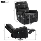 Elmsford Modern Swivel Rocking Chenile Upholstered Massage Recliner Chair