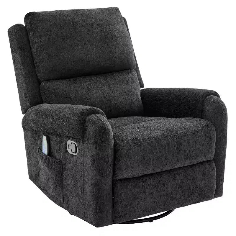 Elmsford Modern Swivel Rocking Chenile Upholstered Massage Recliner Chair